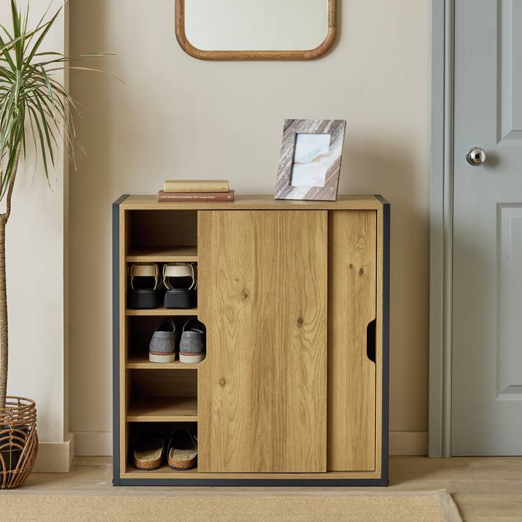 Argos Home Loft Living shoe storage cabinet oak effect, imported from the UK