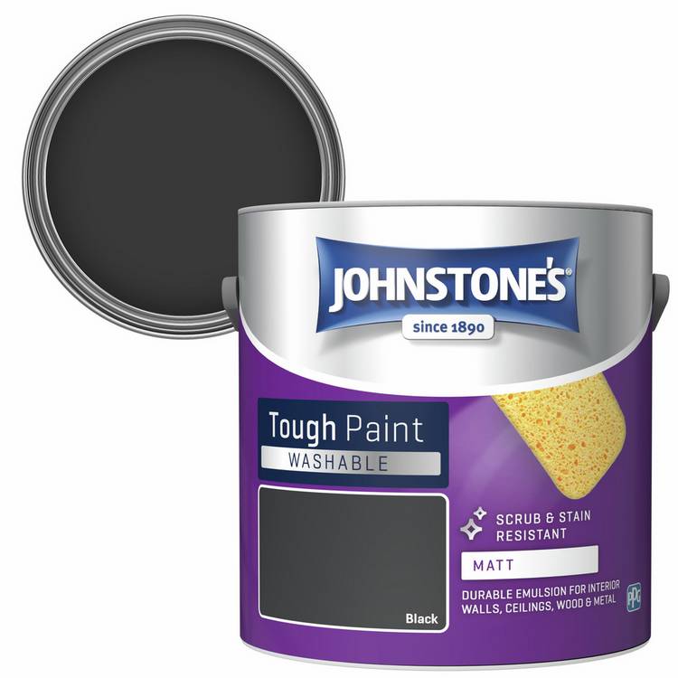 Johnstone's black washable matt paint 2.5L - British product