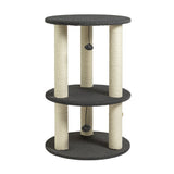 3-level cat scratch post with carpeted platforms and pompoms (British brand)