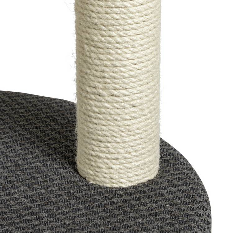 3-level cat scratch post with carpeted platforms and pompoms (British brand)