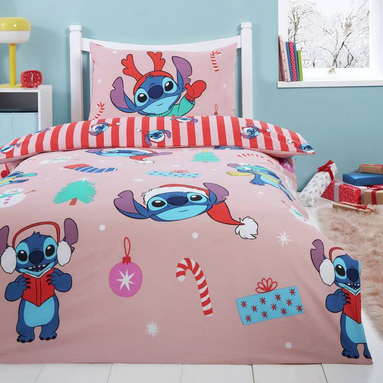 Disney Stitch Christmas kids bedding set single, UK version
