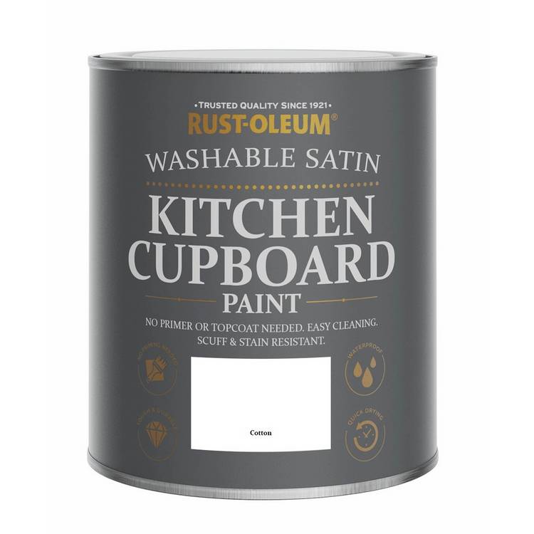 Rust-Oleum kitchen cupboard satin paint Cotton 750ml, imported from the UK