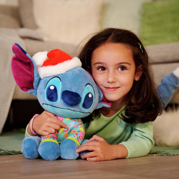 Disney Stitch plush in Christmas jumper and hat, imported from the UK