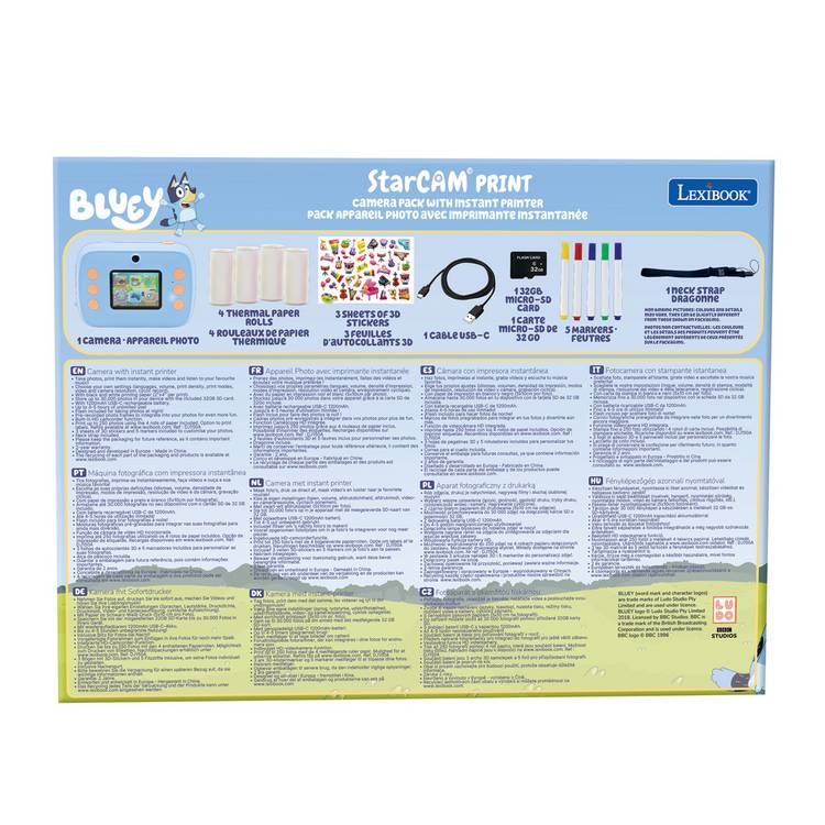 Bluey instant printing camera with stickers and markers, UK version