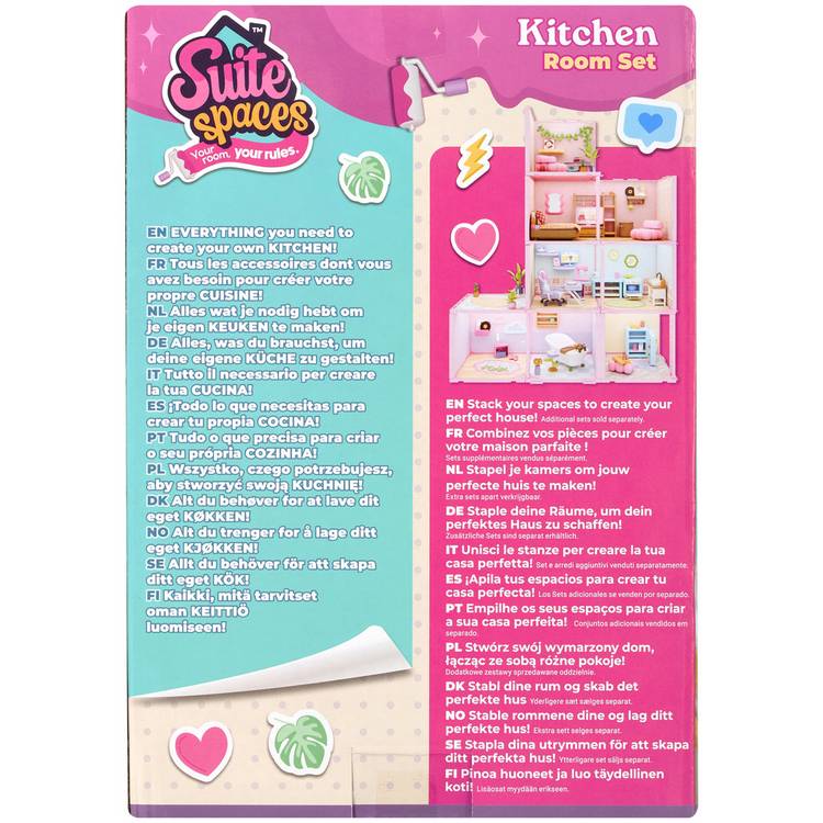 Suite Spaces dollhouse kitchen set with 20 pieces, UK version
