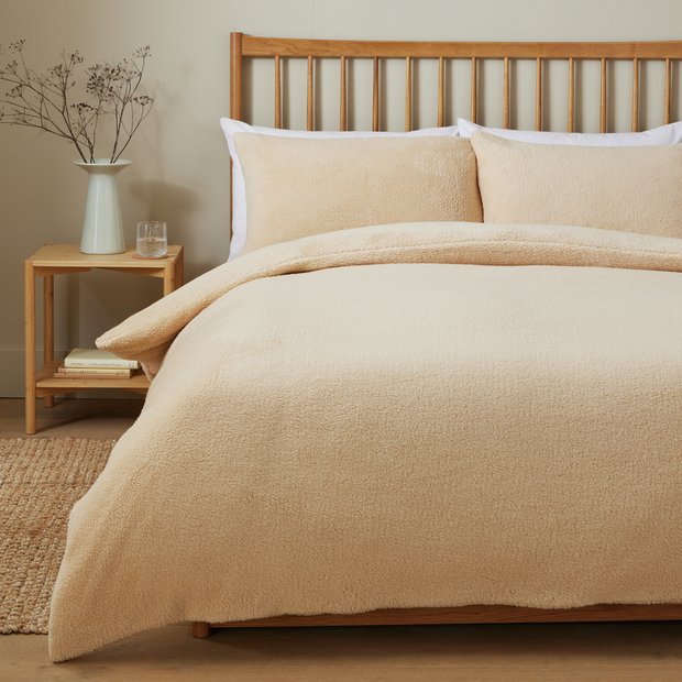 Argos Home teddy fleece cream bedding set single (British brand)