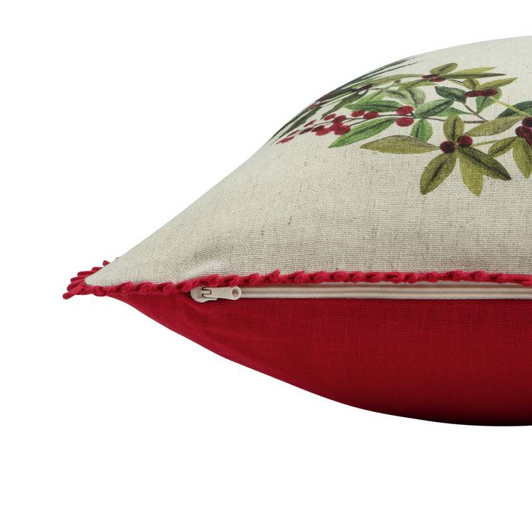 Argos Home robin wreath printed cushion 43x43cm, imported from the UK