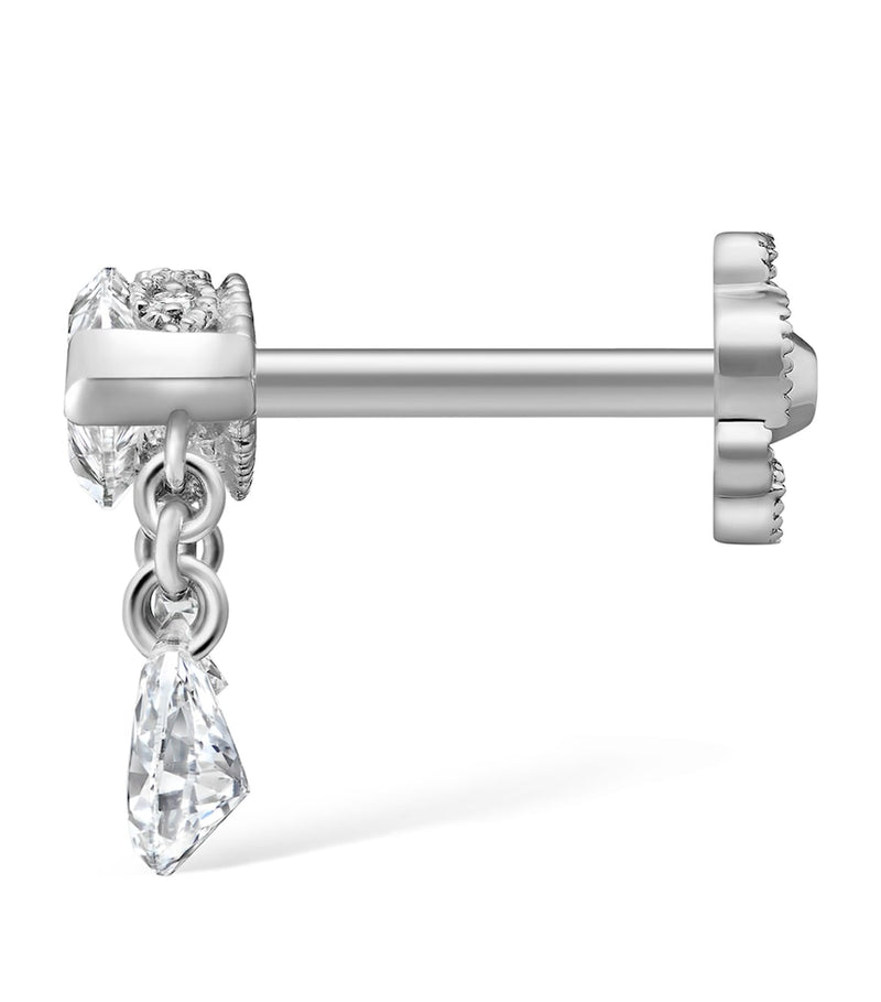 Maria Tash white gold triple teardrop diamond earring 8mm - British product