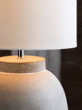 Lydford grey floor lamp with linen shade, imported from the UK