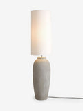 Lydford grey floor lamp with linen shade, imported from the UK