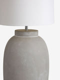 Lydford grey floor lamp with linen shade, imported from the UK