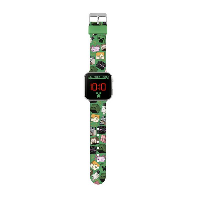 Minecraft kids watch green plastic strap (British brand)