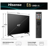 Hisense 43 inch 4K Smart TV with remote control (British brand)