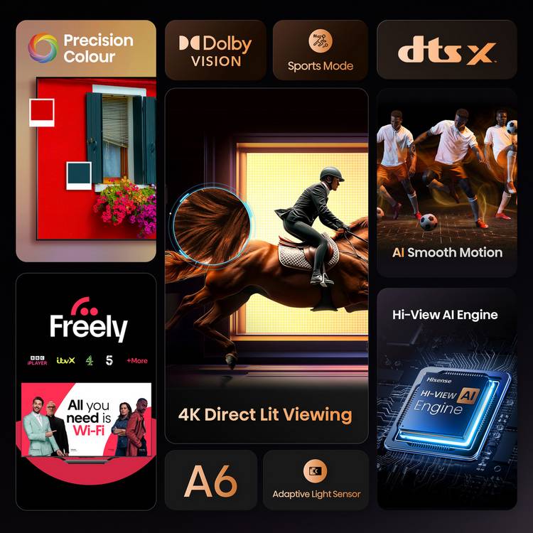 Hisense 58 inch 4K Smart TV 58A6QTUK, UK version
