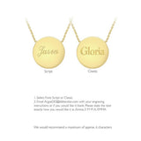 Revere 9ct gold disc pendant adjustable chain, imported from the UK