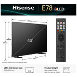 Hisense 43 inch QLED 4K HDR Smart TV, UK version
