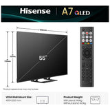 Hisense 55A7QTUK Smart 4K QLED TV 55 inch, UK version
