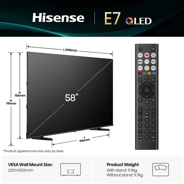 Hisense QLED TV 58 inch 4K UHD Smart TV, imported from the UK