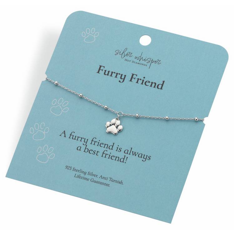 Hot Diamonds sterling silver paw charm bracelet, imported from the UK