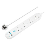 Masterplug 4 socket surge protected extension lead 2m with USB (British brand)