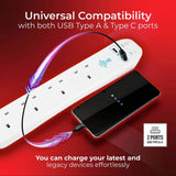 Masterplug 4 socket surge protected extension lead 2m with USB (British brand)