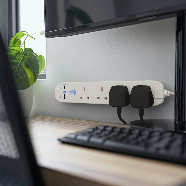 Masterplug 4 socket surge protected extension lead 2m with USB (British brand)