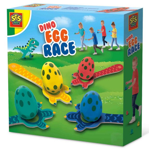 SES Creative Dino Egg Race outdoor game with wooden spoons (British brand)