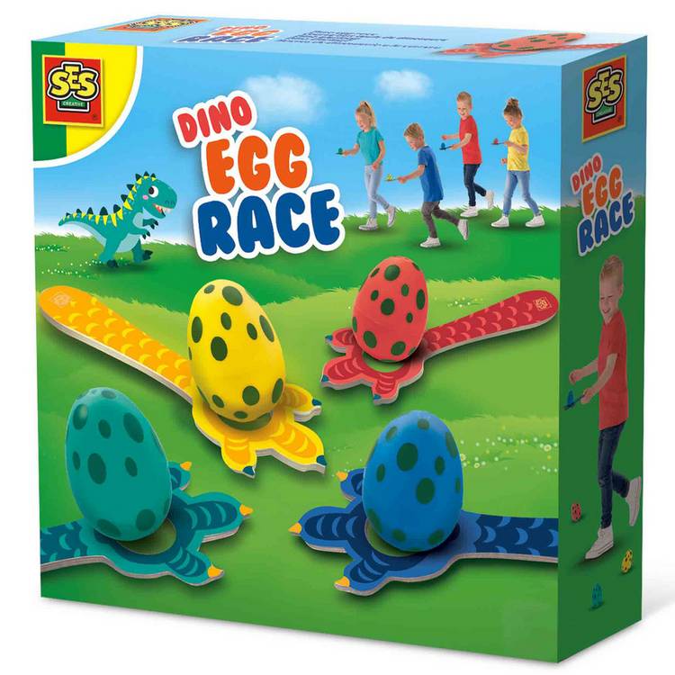 SES Creative Dino Egg Race outdoor game with wooden spoons (British brand)