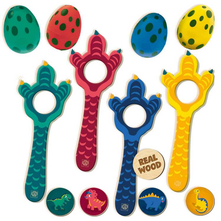 SES Creative Dino Egg Race outdoor game with wooden spoons (British brand)
