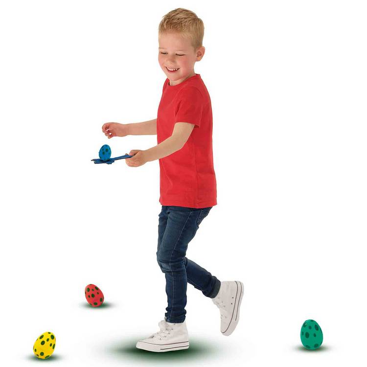 SES Creative Dino Egg Race outdoor game with wooden spoons (British brand)