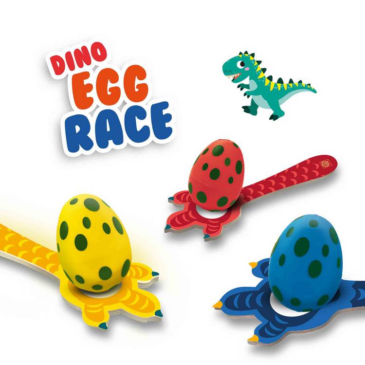 SES Creative Dino Egg Race outdoor game with wooden spoons (British brand)