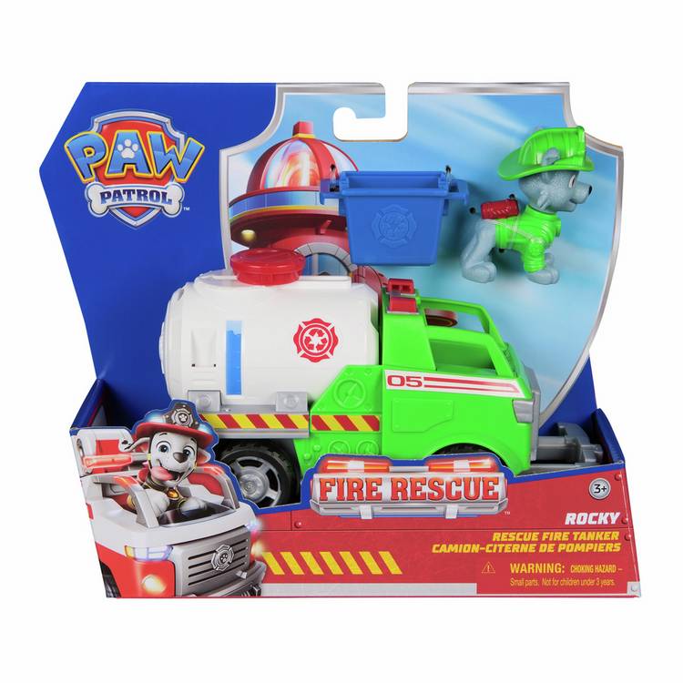 PAW Patrol Rocky rescue fire tanker toy (British brand)