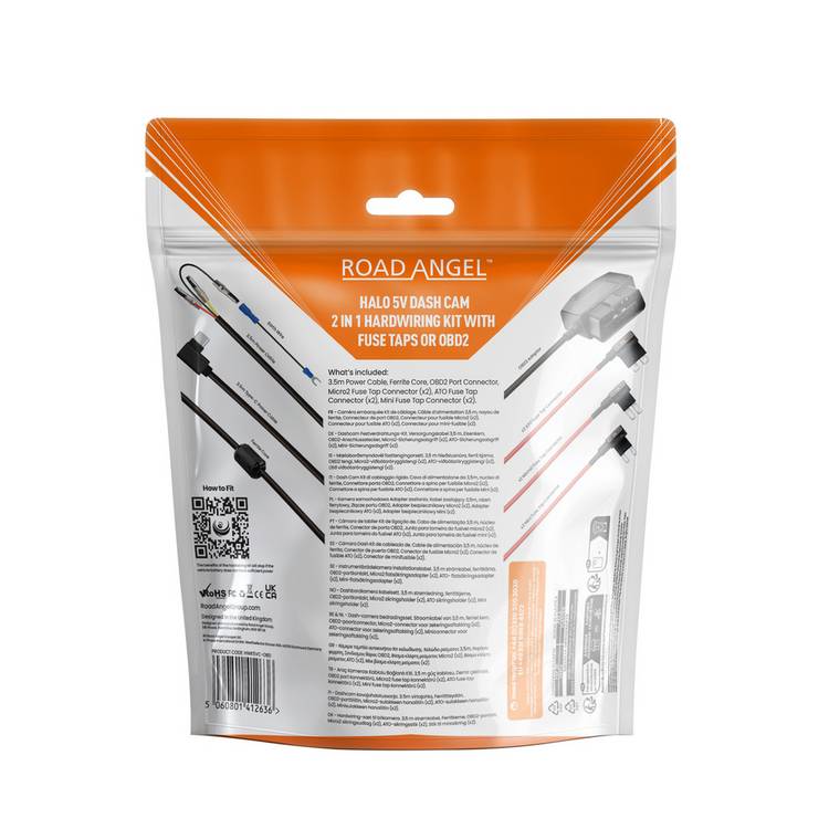 Road Angel hardwire kit for Halo dash cams, imported from the UK