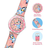 Bluey Time Teacher watch with pink silicone strap (British brand)