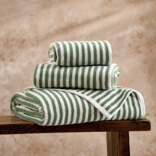 Yard forest green stripe bath towel 130x70cm - British product
