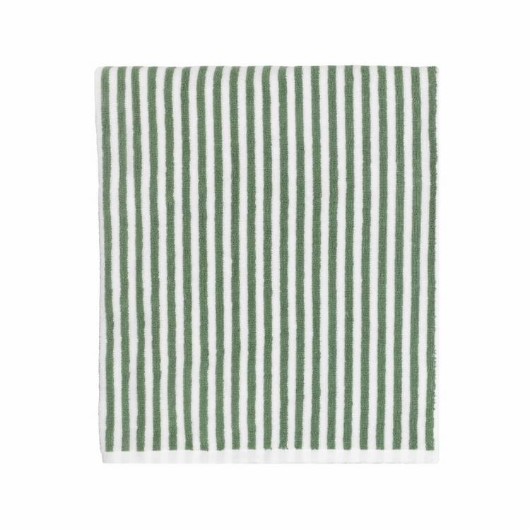 Yard Hebden stripe bath sheet in forest, 150x100cm - British product