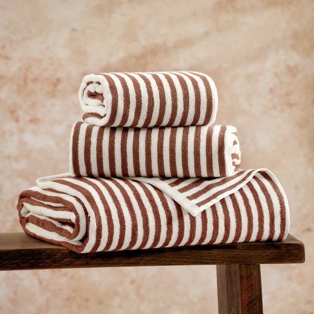 Yard Hebden brown stripe bath sheet 150x100cm, UK version