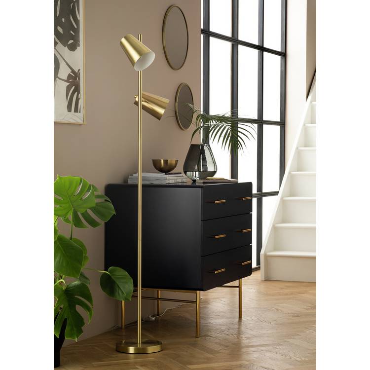 Habitat Iras brass double head floor lamp - British product