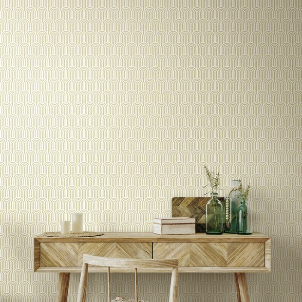 Hoopla Walls Retro Arch Cream wallpaper 50cm x 10m, UK version
