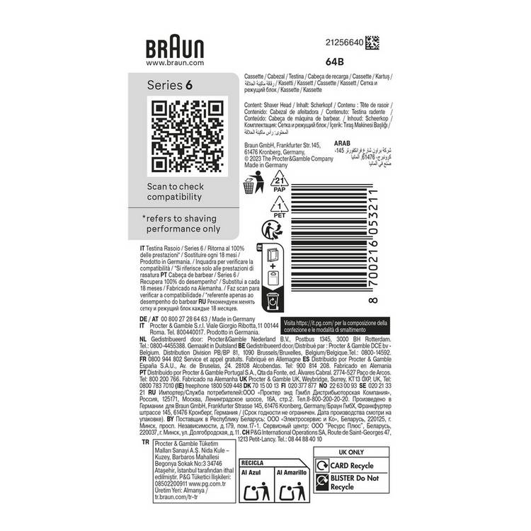 Braun 64B replacement shaver head - British product