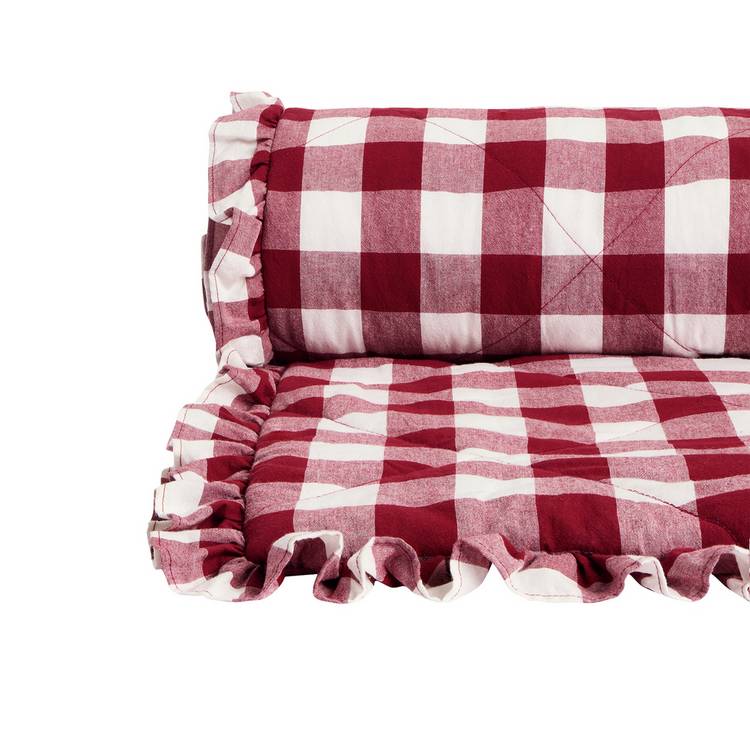 Habitat gingham quilted bedspread berry 200x220cm, imported from the UK