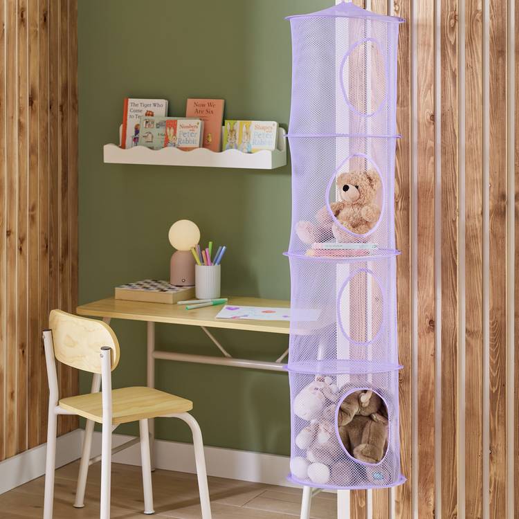 Argos Home kids hanging storage unit purple fabric (British brand)
