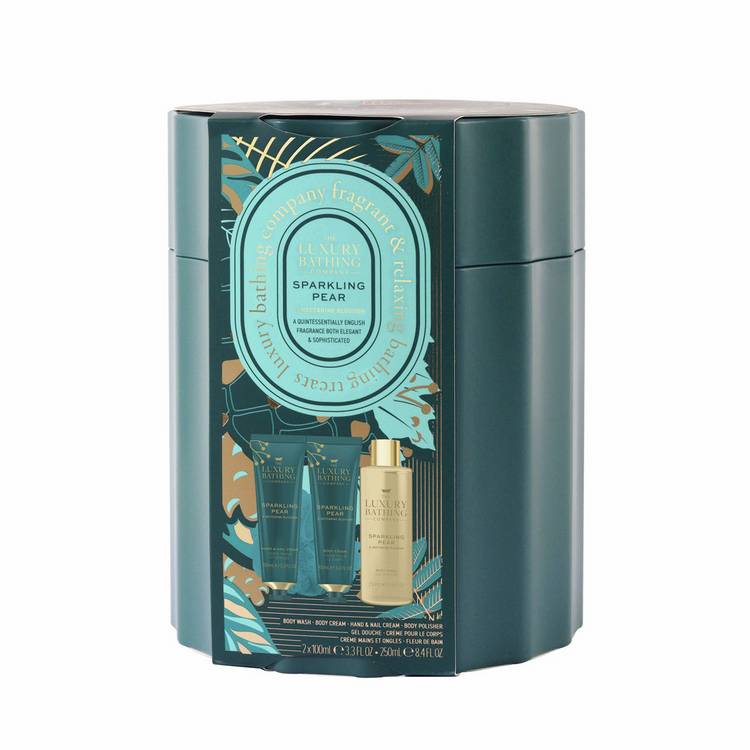 The Luxury Bathing Company Sparkling Pear gift set, imported from the UK