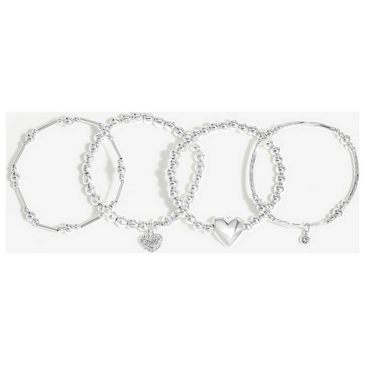 Lipsy silver heart charm stretch bracelet (British brand)
