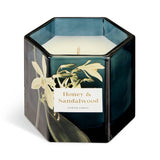 Argos Home honey and sandalwood candle in blue glass holder, imported from the UK