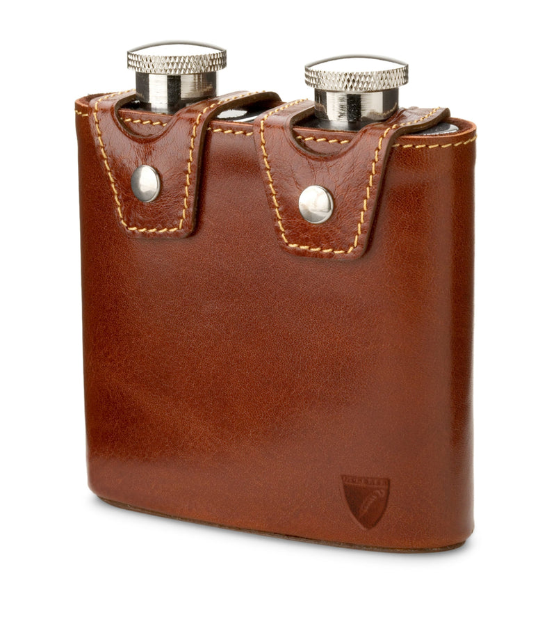 Aspinal of London double leather hip flask - British product