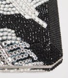 Judith Leiber crystal feather clutch bag with chain strap (British brand)