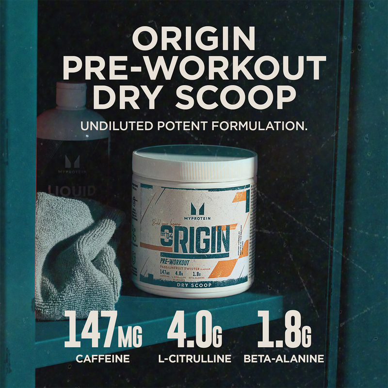 Myprotein Origin Pre-Workout Dry Scoop Passionfruit 288g, imported from the UK