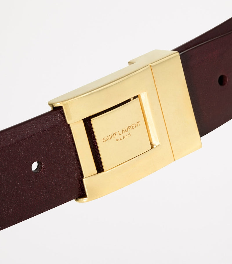Saint Laurent calfskin logo belt 3cm width, imported from the UK