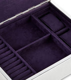 WOLF silver-plated iron jewellery box with detachable compartments and purple lining 7x25x20cm (British brand)